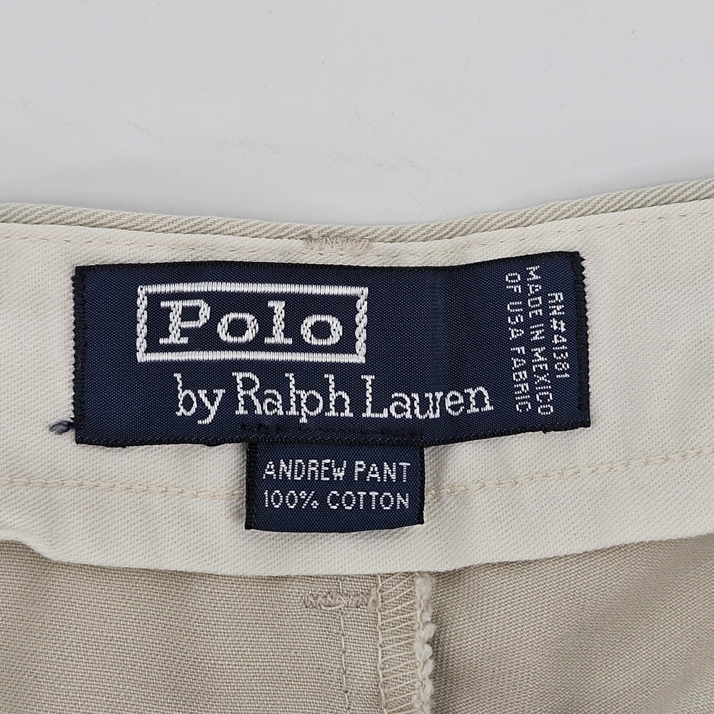 Polo Ralph Lauren Andrew Pant Mens 36x30 Tan Khaki Pleated Chino Cotton Trousers - Picture 3 of 11